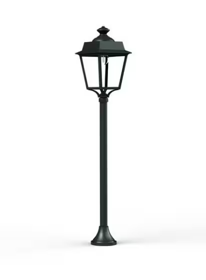 Place des Vosges 1 Evolution Small Clear Glass Lamp Post with Four-Sided, Glass Style Lantern