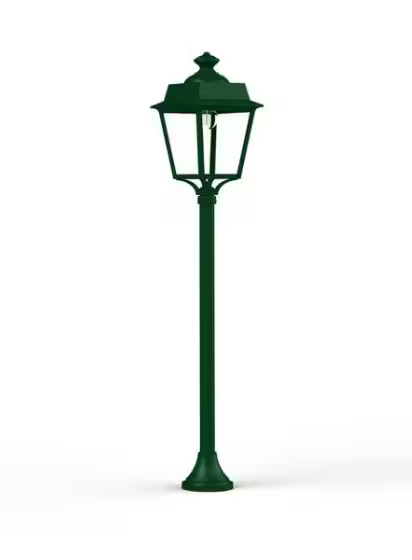 Place des Vosges 1 Evolution Small Clear Glass Lamp Post with Four-Sided, Glass Style Lantern