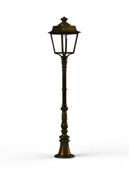 Place des Vosges 1 Evolution Medium Clear Glass Lamp Post with Four-Sided Lantern