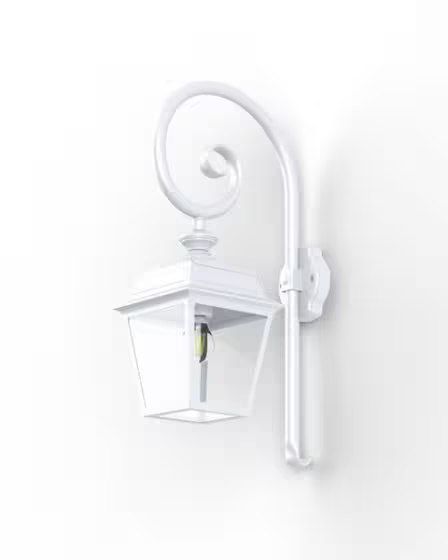 Place Des Vosges 1 Tradition Clear Glass Swan Neck Wall Bracket with Four-Sided Lantern