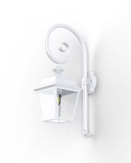 Place Des Vosges 1 Tradition Clear Glass Swan Neck Wall Bracket with Four-Sided Lantern