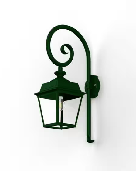 Place Des Vosges 1 Tradition Clear Glass Swan Neck Wall Bracket with Four-Sided Lantern