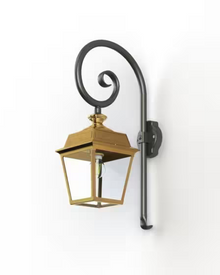 Place Des Vosges 1 Tradition Clear Glass Swan Neck Wall Bracket with Four-Sided Lantern