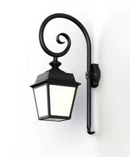 Place Des Vosges 1 Tradition Opal Glass Swan Neck Wall Bracket with Four-Sided Lantern