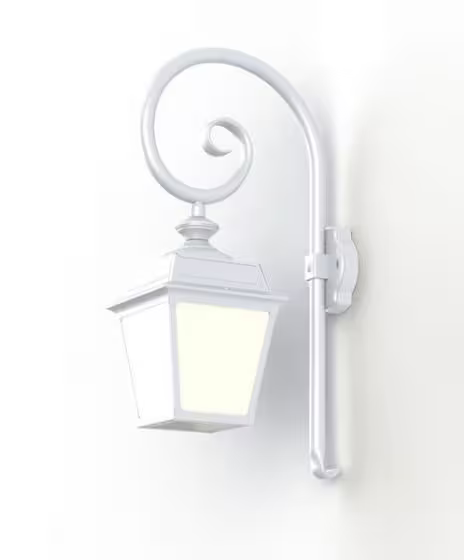 Place Des Vosges 1 Tradition Opal Glass Swan Neck Wall Bracket with Four-Sided Lantern