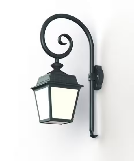Place Des Vosges 1 Tradition Opal Glass Swan Neck Wall Bracket with Four-Sided Lantern