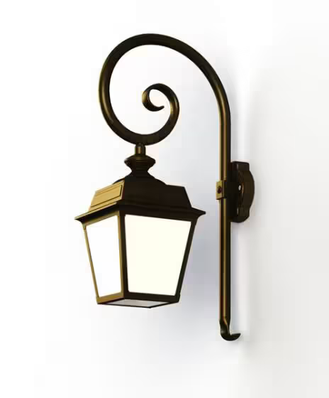 Place Des Vosges 1 Tradition Opal Glass Swan Neck Wall Bracket with Four-Sided Lantern
