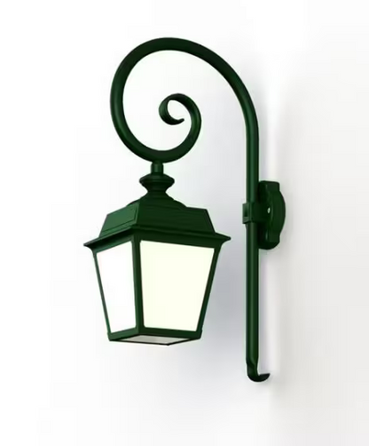 Place Des Vosges 1 Tradition Opal Glass Swan Neck Wall Bracket with Four-Sided Lantern