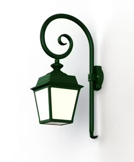Place Des Vosges 1 Tradition Opal Glass Swan Neck Wall Bracket with Four-Sided Lantern