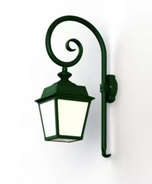 Place Des Vosges 1 Tradition Opal Glass Swan Neck Wall Bracket with Four-Sided Lantern