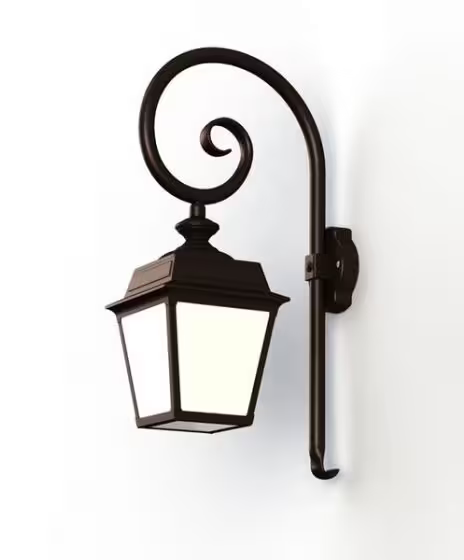 Place Des Vosges 1 Tradition Opal Glass Swan Neck Wall Bracket with Four-Sided Lantern