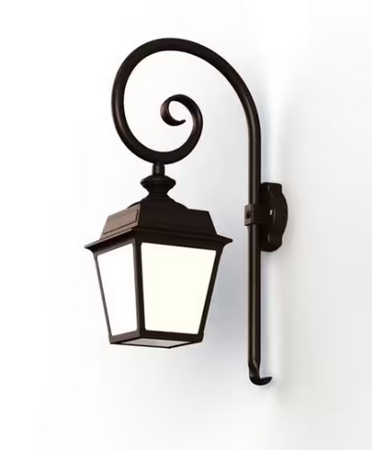 Place Des Vosges 1 Tradition Opal Glass Swan Neck Wall Bracket with Four-Sided Lantern