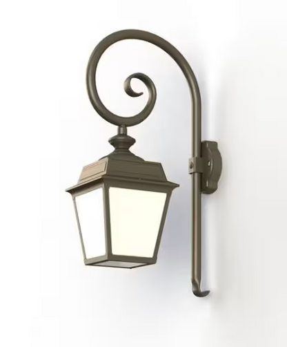 Place Des Vosges 1 Tradition Opal Glass Swan Neck Wall Bracket with Four-Sided Lantern