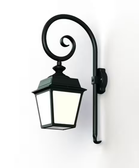 Place Des Vosges 1 Tradition Opal Glass Swan Neck Wall Bracket with Four-Sided Lantern