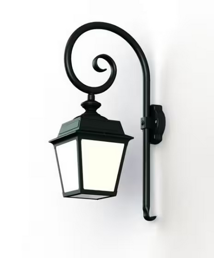 Place Des Vosges 1 Tradition Opal Glass Swan Neck Wall Bracket with Four-Sided Lantern