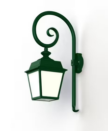 Place Des Vosges 1 Tradition Opal Glass Swan Neck Wall Bracket with Four-Sided Lantern