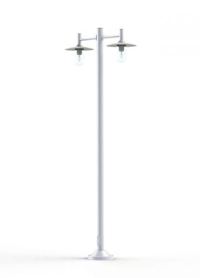Montana Model 4 Double Arm Clear Glass & White Shade Lamp Post