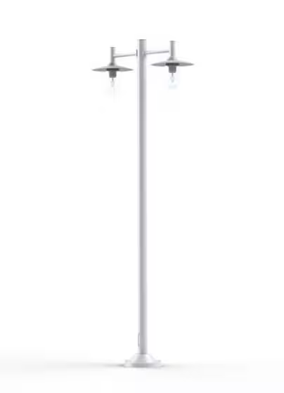 Montana Model 4 Double Arm Clear Glass & White Shade Lamp Post with Cast Aluminium Pole