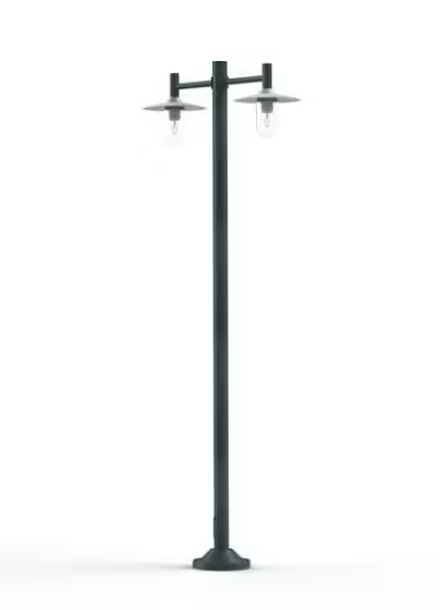 Montana Model 4 Double Arm Clear Glass & White Shade Lamp Post with Cast Aluminium Pole