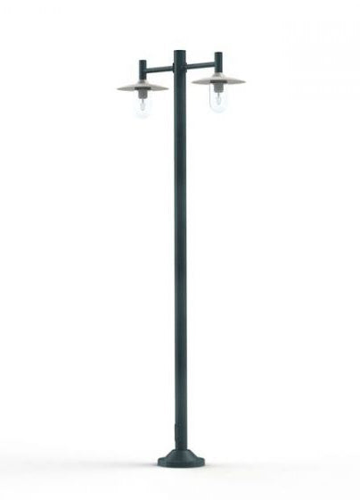Montana Model 4 Double Arm Clear Glass & White Shade Lamp Post