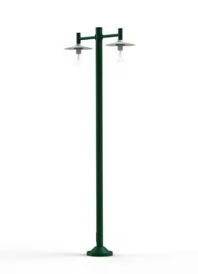 Montana Model 4 Double Arm Clear Glass & White Shade Lamp Post with Cast Aluminium Pole