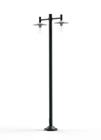 Montana Model 4 Double Arm Clear Glass & White Shade Lamp Post with Cast Aluminium Pole