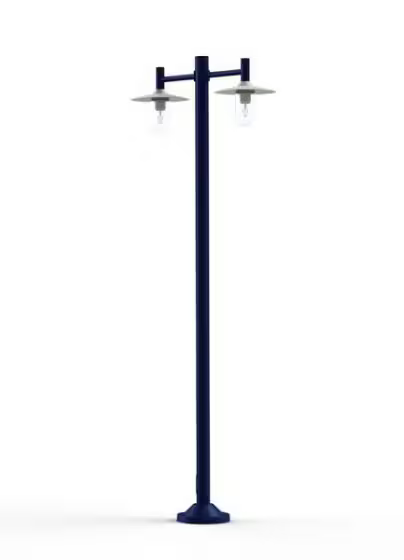 Montana Model 4 Double Arm Clear Glass & White Shade Lamp Post with Cast Aluminium Pole