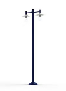 Montana Model 4 Double Arm Clear Glass & White Shade Lamp Post with Cast Aluminium Pole