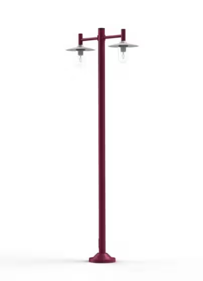 Montana Model 4 Double Arm Clear Glass & White Shade Lamp Post with Cast Aluminium Pole