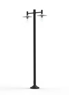Montana Model 4 Double Arm Clear Glass & White Shade Lamp Post with Cast Aluminium Pole