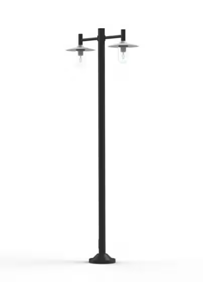 Montana Model 4 Double Arm Clear Glass & White Shade Lamp Post with Cast Aluminium Pole