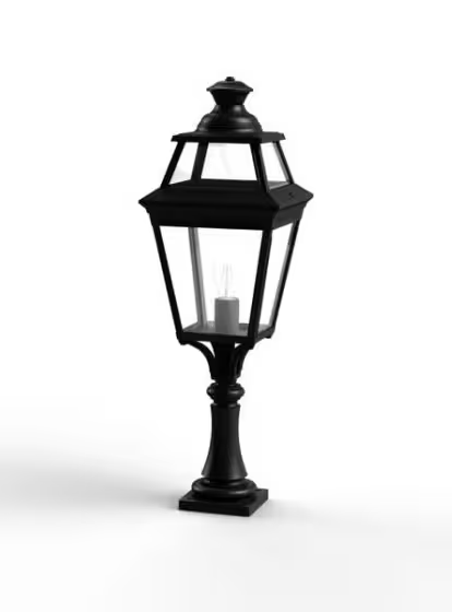 Place Des Vosges 3 Small Clear Glass Pedestal with Four-Sided Lantern