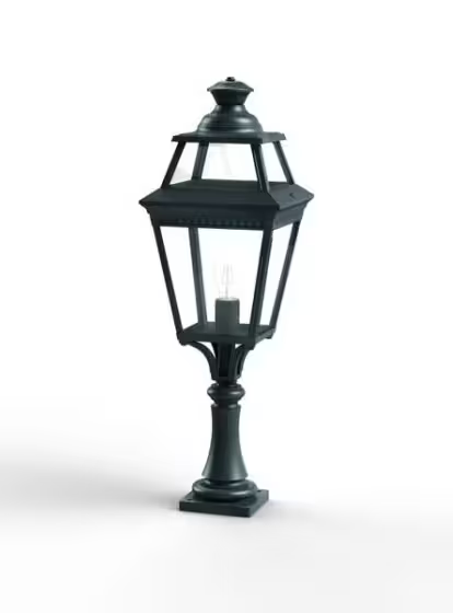 Place Des Vosges 3 Small Clear Glass Pedestal with Four-Sided Lantern
