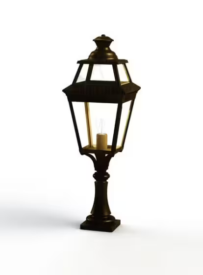 Place Des Vosges 3 Small Clear Glass Pedestal with Four-Sided Lantern
