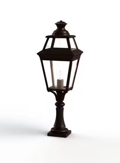 Place Des Vosges 3 Small Clear Glass Pedestal with Four-Sided Lantern