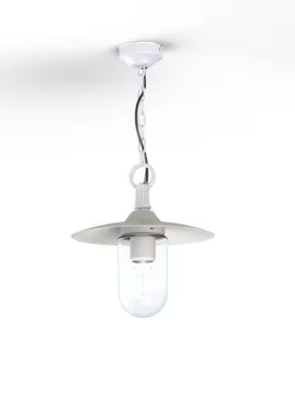 Montana Model 1 Clear Glass & White Shade Pendant with Cast Aluminium Chain