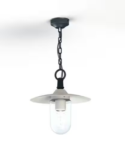 Montana Model 1 Clear Glass & White Shade Pendant with Cast Aluminium Chain