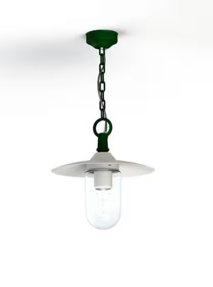 Montana Model 1 Clear Glass & White Shade Pendant with Cast Aluminium Chain