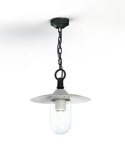Montana Model 1 Clear Glass & White Shade Pendant with Cast Aluminium Chain