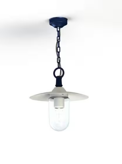 Montana Model 1 Clear Glass & White Shade Pendant with Cast Aluminium Chain