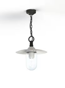 Montana Model 1 Clear Glass & White Shade Pendant with Cast Aluminium Chain