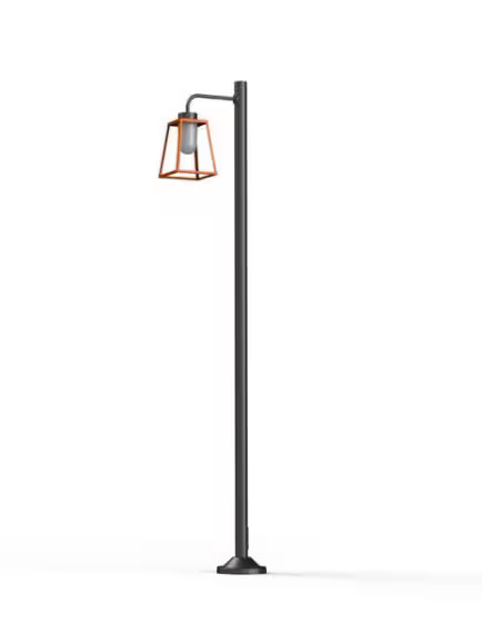 Lampiok Model 7 Large Single Arm Frosted Glass Lamp Post with minimalist lines style lantern