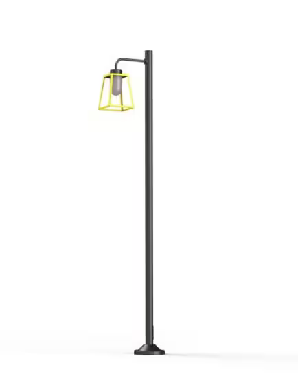 Lampiok Model 7 Large Single Arm Frosted Glass Lamp Post with minimalist lines style lantern