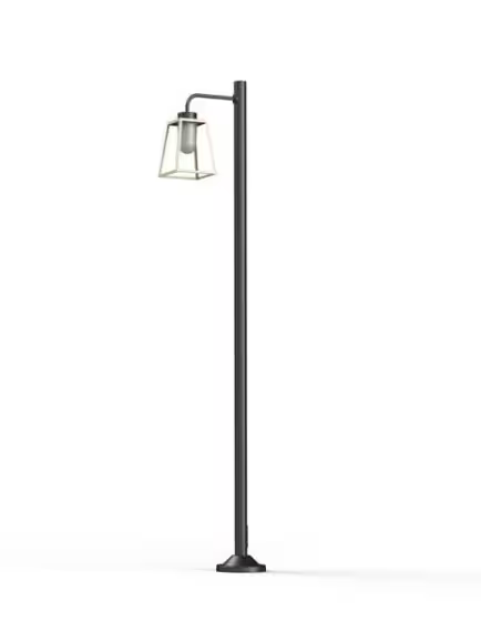 Lampiok Model 7 Large Single Arm Frosted Glass Lamp Post with minimalist lines style lantern