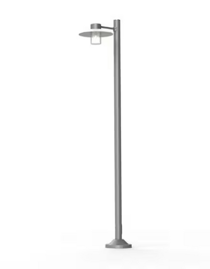 Aubanne Large Single Arm Clear Glass Lamp Post with Opal Polycarbonate Reflector