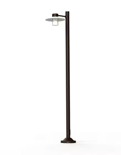 Aubanne Large Single Arm Clear Glass Lamp Post with Opal Polycarbonate Reflector