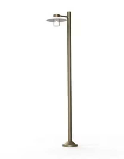 Aubanne Large Single Arm Clear Glass Lamp Post with Opal Polycarbonate Reflector
