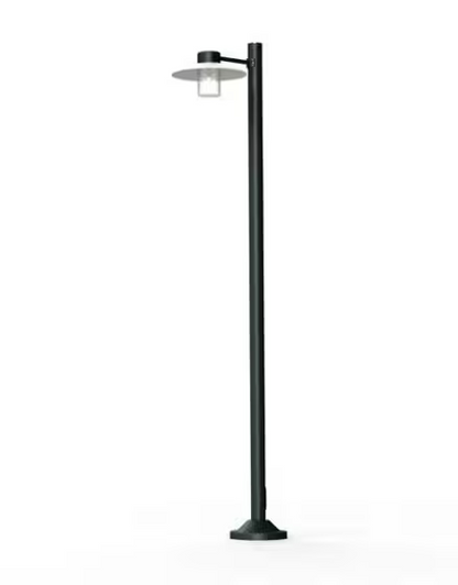 Aubanne Large Single Arm Clear Glass Lamp Post with Opal Polycarbonate Reflector
