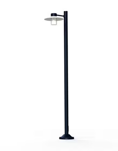 Aubanne Large Single Arm Clear Glass Lamp Post with Opal Polycarbonate Reflector