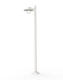 Aubanne Large Single Arm Clear Glass Lamp Post with Opal Polycarbonate Reflector
